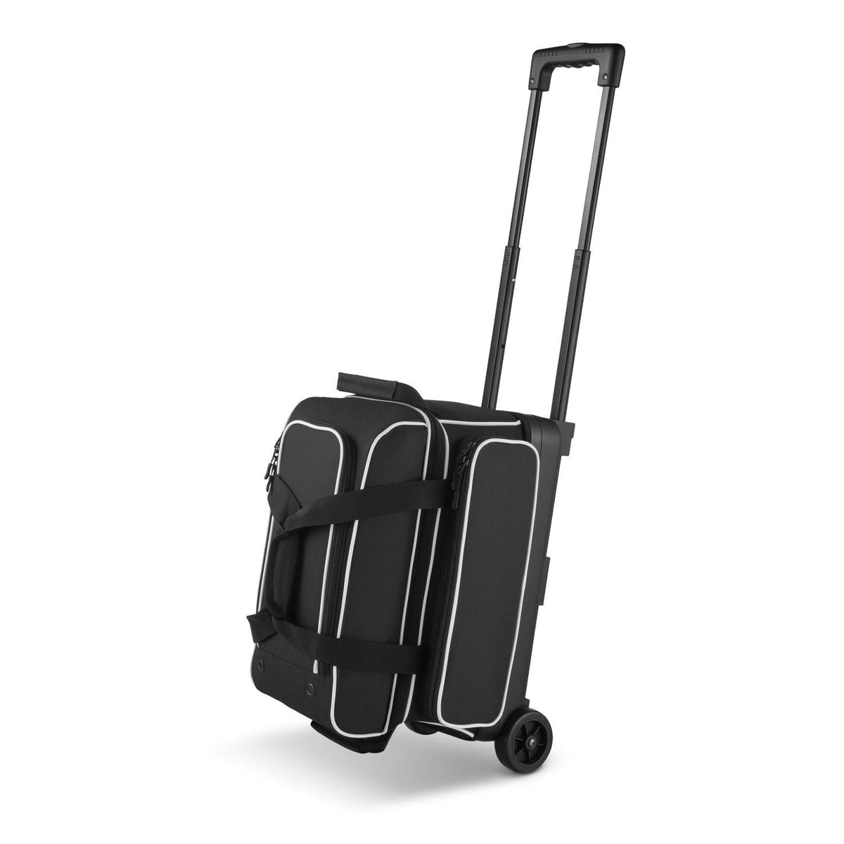 Bowling Ball Bag, 2 Ball Double Roller Bowling Bag with Wheels, Featuring a Separate Compartment for Shoes (Up To US Size 16) & Oversized Accessory Pocket, Retractable Handle Extends to 41.32 in