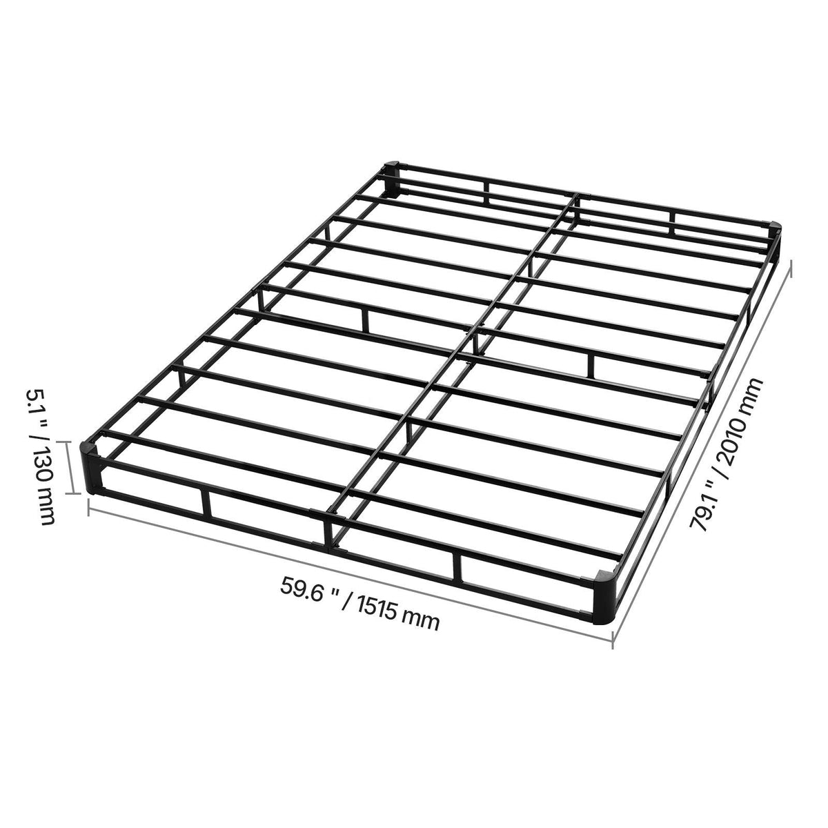 Box Spring, Queen Size Bed Frame with Washable Fabric Cloth, Heavy Duty Metal Frame for Queen Bed, 5.1 in Mattress Foundation, 3500 lbs Max Weight Capacity, Easy Assembly, 79.1 x 59.6 x 5.1 in