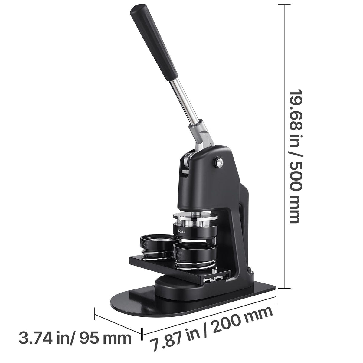 Button Maker Machine, 1.26/2.28/2.95 inch 3-in-1, Plastic Pin Maker with 300pcs Button Parts, Circle Cutter and Magic Book, Reinforced Ergonomic Handle, for DIY Badges, Personalized Pins, Black