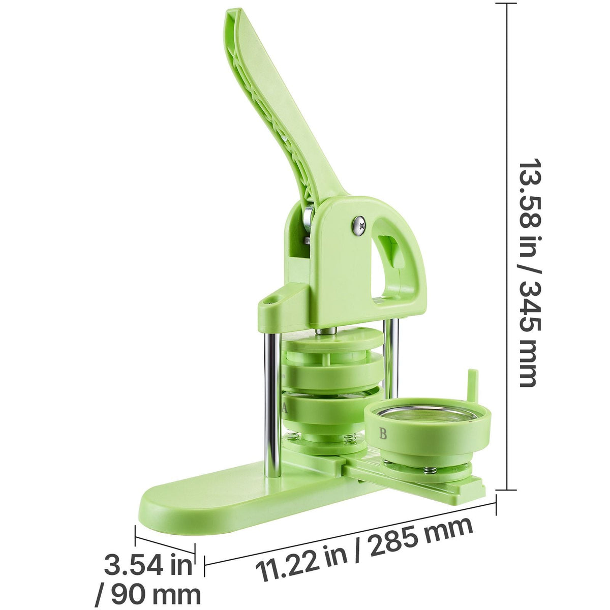 Button Maker Machine, 2.28/2.95 inch 2-in-1, Plastic Pin Maker with 200 pcs Button Parts, Circle Cutter and Magic Book, Reinforced Ergonomic Handle, for DIY Badges, Personalized Pins, Green