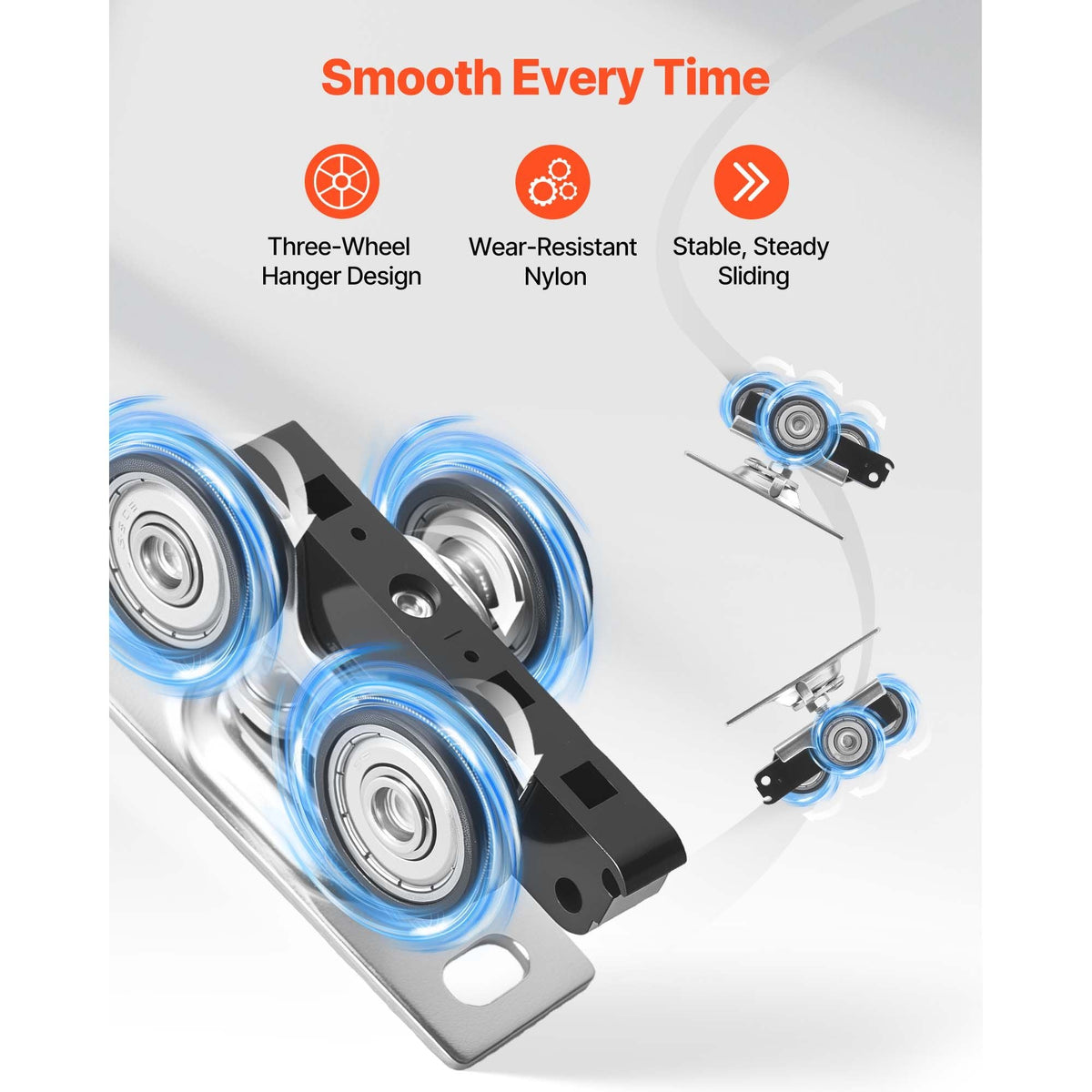 Bypass Sliding Door Hardware Kit, 4 ft Aluminum Alloy Dual-Track Bypass Door Hardware, Smooth and Quiet Sliding, Easy to Install, for 1" to 1 3/4" Thickness 24" Width 2 Door System, for Closet