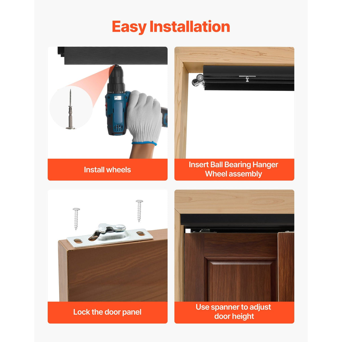 Bypass Sliding Door Hardware Kit, 6 ft Aluminum Alloy Dual-Track Bypass Door Hardware, Smooth and Quiet Sliding, Easy to Install, for 1" to 1 3/4" Thickness 36" Width 2 Door System, for Closet