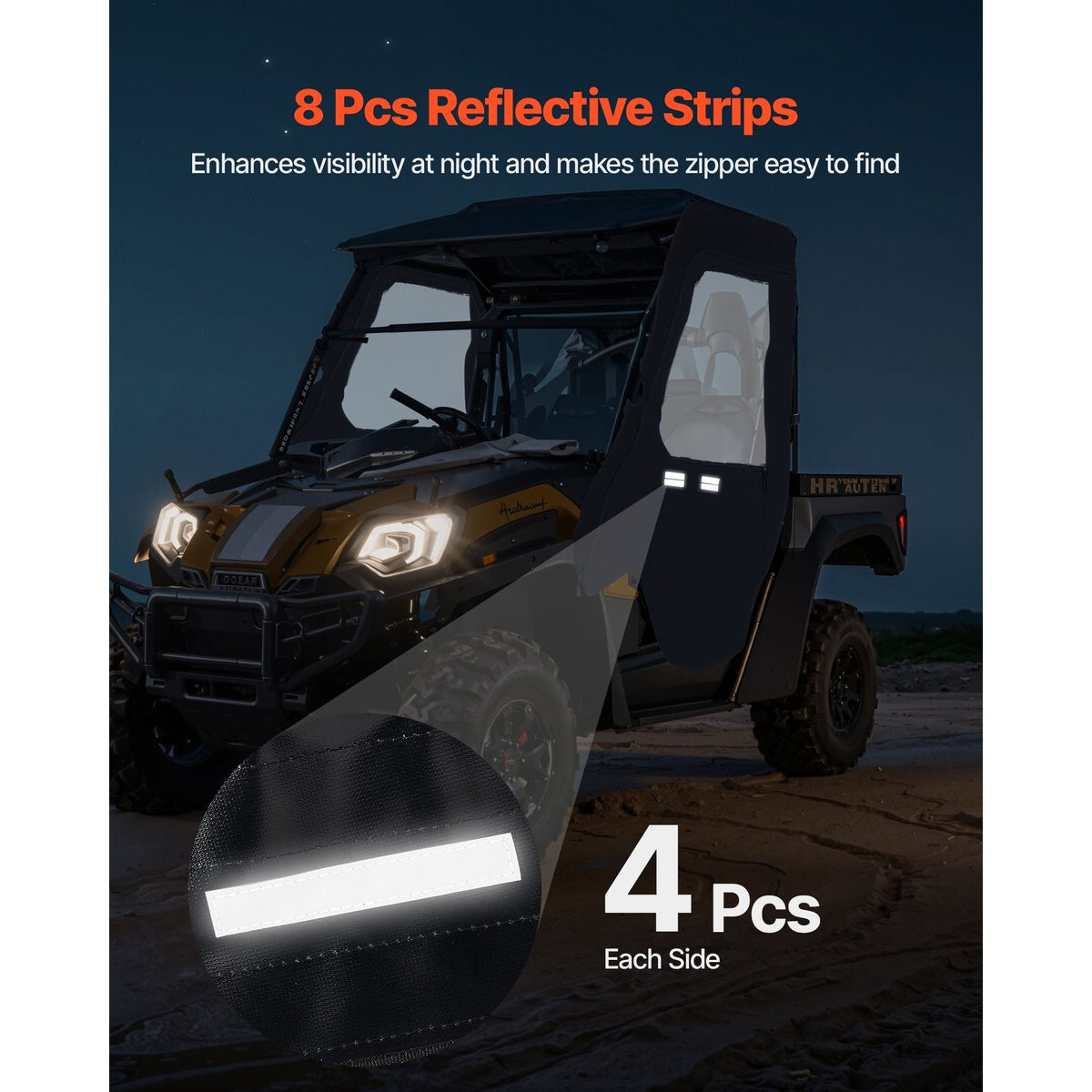 Cab Enclosure Upper Doors, Compatible with Hisun 500 700/Axis 500 700, Soft Upper Doors, Windproof & Waterproof Upgraded Zipper UTV Soft Side Window Kit, Work with Side Mirrors and Windshields