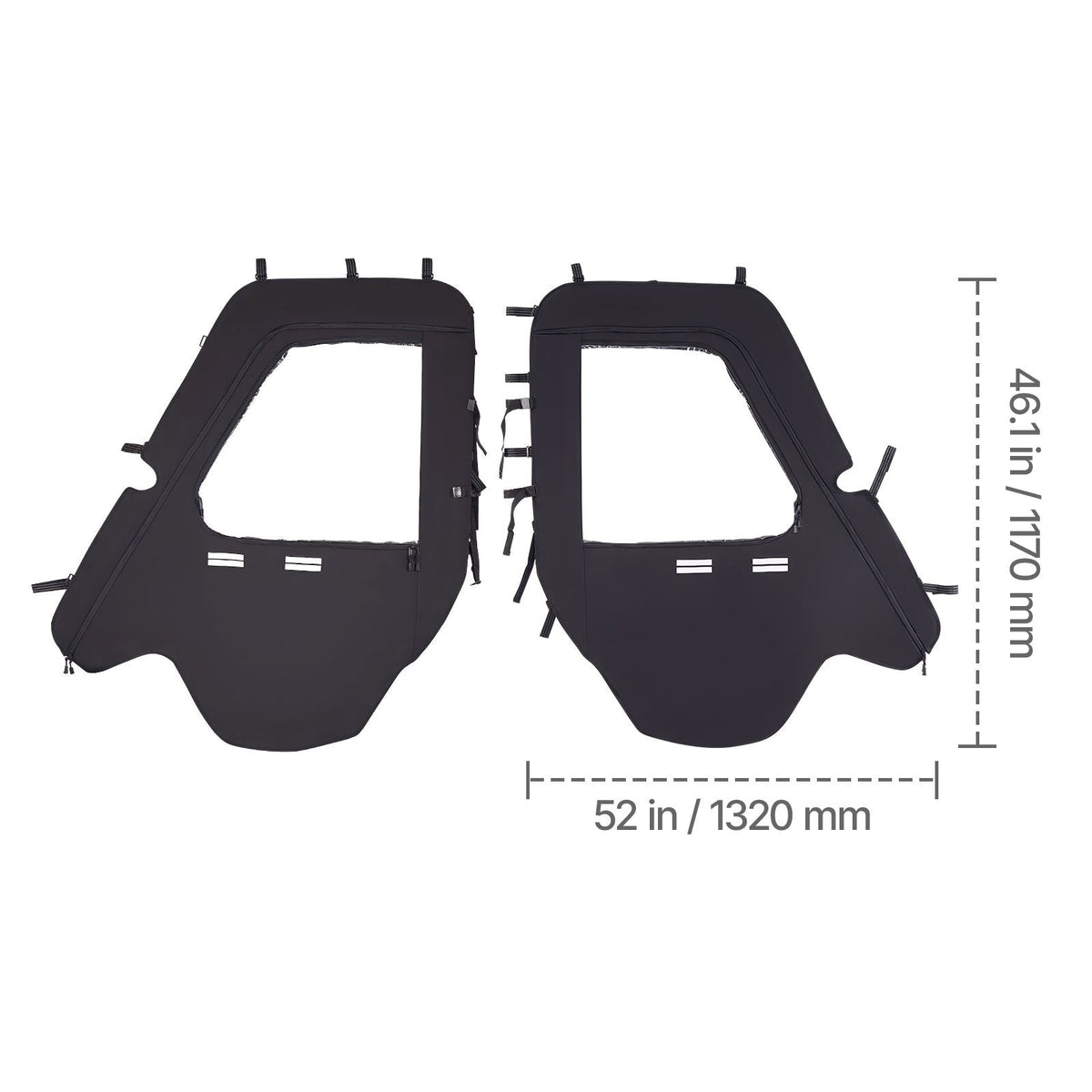 Cab Enclosure Upper Doors, Compatible with Hisun 500 700/Axis 500 700, Soft Upper Doors, Windproof & Waterproof Upgraded Zipper UTV Soft Side Window Kit, Work with Side Mirrors and Windshields