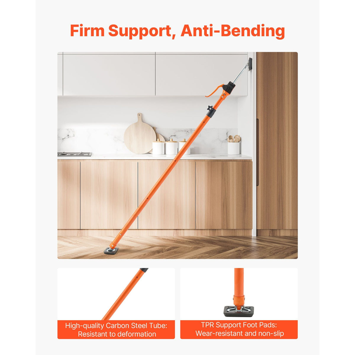 Cabinet Jack Support Pole, 4-Pack, 49.2-114.6 Inch Steel Telescopic Quick Support Rod, Adjustable 3rd Hand System up to 198 lbs Capacity for Installing Cabinets, Lifting Drywall, Cargo Bars