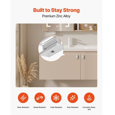 Cabinet Knobs, 10 Pack, 1.42 Inch Zinc Alloy Drawer Pulls Door Handles, Rectangular Kitchen Dresser Solid Knobs, Cupboard Hardware with Screws for Bathroom Closet Cabinets Drawers, Chrome Color