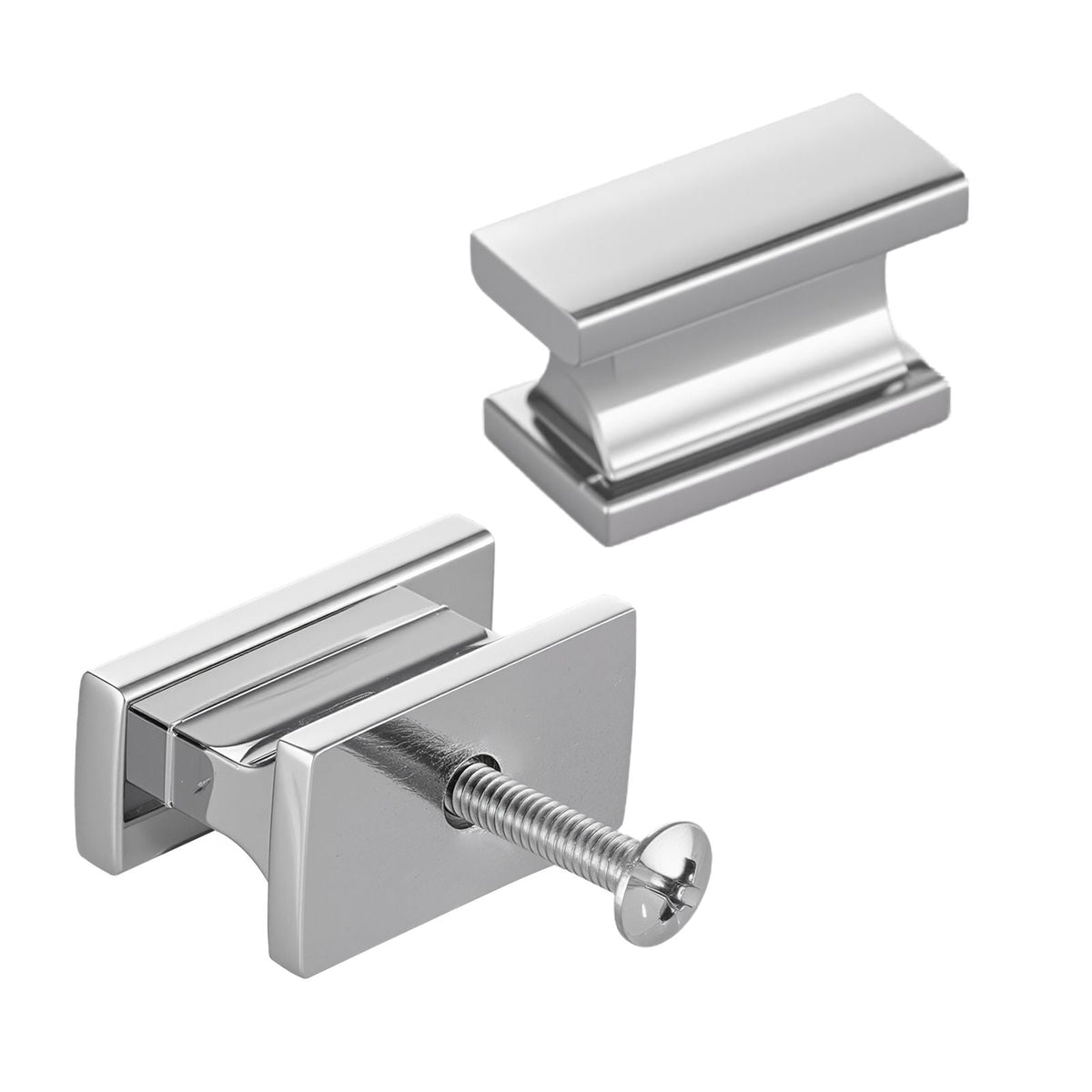 Cabinet Knobs, 10 Pack, 1.42 Inch Zinc Alloy Drawer Pulls Door Handles, Rectangular Kitchen Dresser Solid Knobs, Cupboard Hardware with Screws for Bathroom Closet Cabinets Drawers, Chrome Color