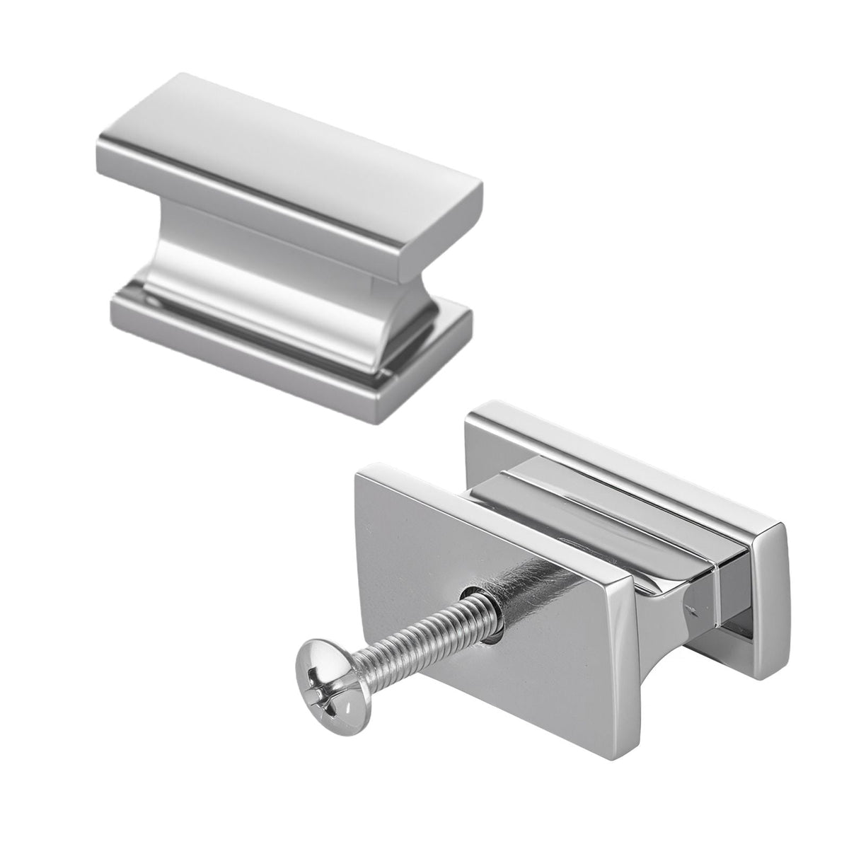 Cabinet Knobs, 10 Pack, 1.42 Inch Zinc Alloy Drawer Pulls Door Handles, Rectangular Kitchen Dresser Solid Knobs, Cupboard Hardware with Screws for Bathroom Closet Cabinets Drawers, Chrome Color