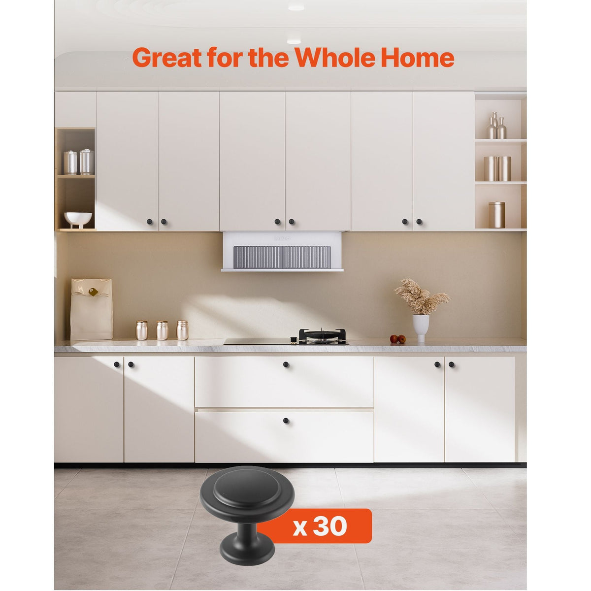 Cabinet Knobs, 30 Pack, 1.22 Inch Black Zinc Alloy Drawer Pulls & Door Handles, Mushroom Kitchen Solid Knobs Dresser Handles, Cupboard Hardware with Screws for Bathroom Closet Cabinets Drawers