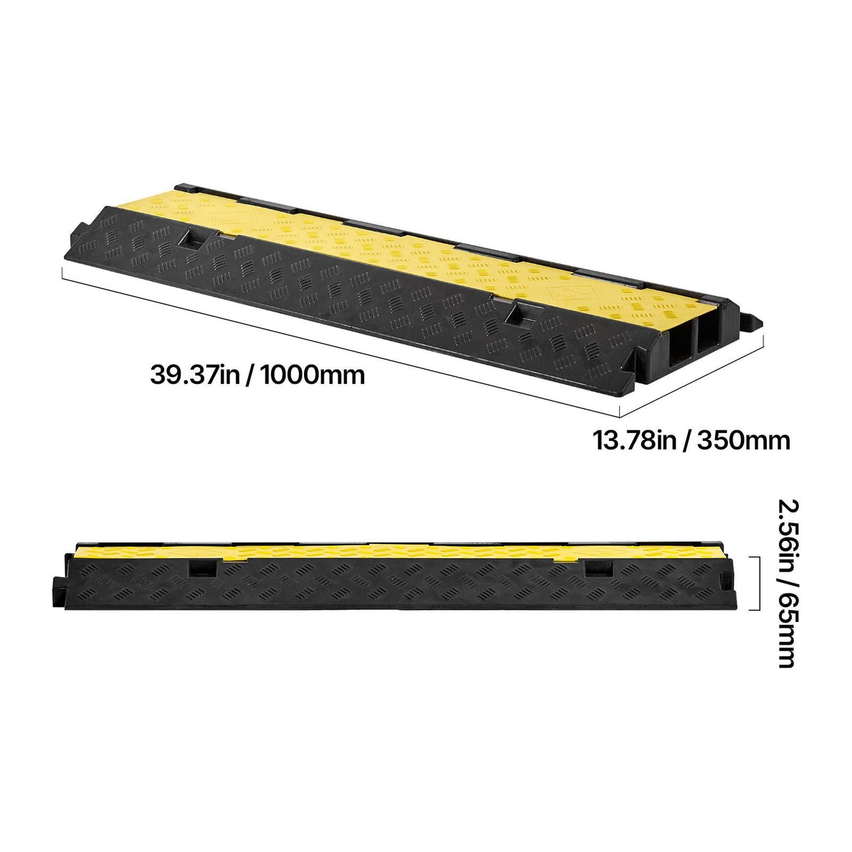 Cable Protector Ramp, 22,000 lbs/axle Capacity, 2 Channel Heavy Duty Rubber Cord Hose Wire Cover, 2.2 x 2 in Channel, Traffic Speed Bump with Flip-Open Top Cover, for Indoor Outdoor, 1 Pack