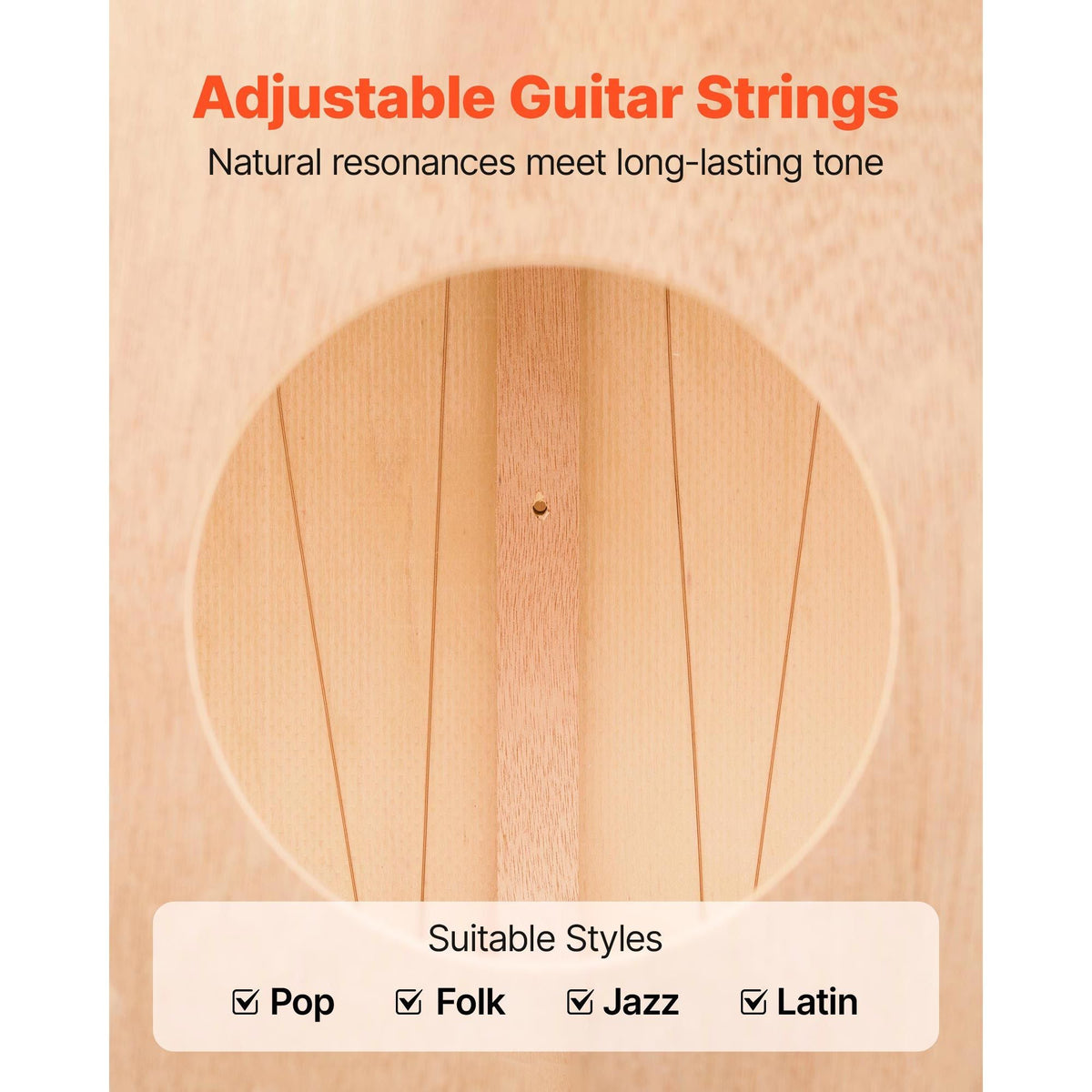 Cajon Box Drum Wooden Percussion Instrument Drum with Guitar Strings Birch Wood