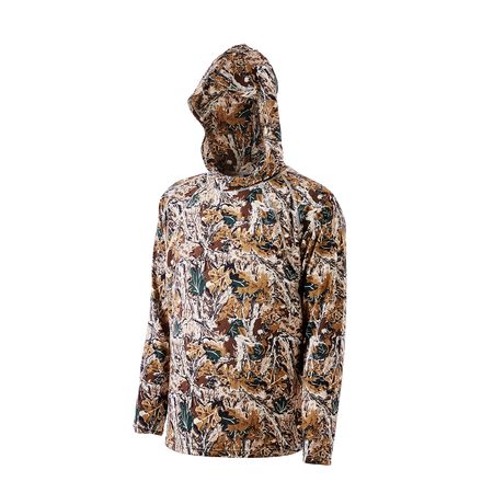Camo Hoodie, XX-Large Size, Men Pullover Hooded Sweatshirt, Moisture Wicking & Breathable, Quick-dry, Hiking Fishing Shirt with Hood, Long Sleeves Hunting Shirts for Spring & Summer Outdoor Work