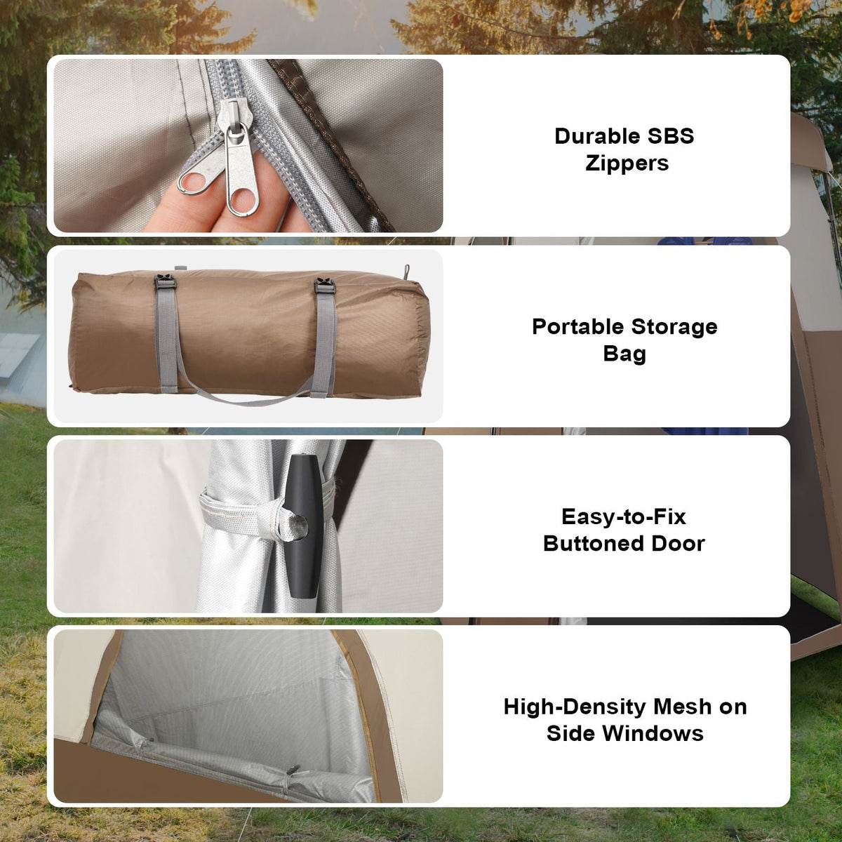 Camping Shower Tent, 66" x 66" x 87" 1 Room Oversize Outdoor Portable Shelter, Privacy Tent with Detachable Top, Pockets, Hanging Rope and Clothesline, for Dressing, Changing, Toilet, Bathroom
