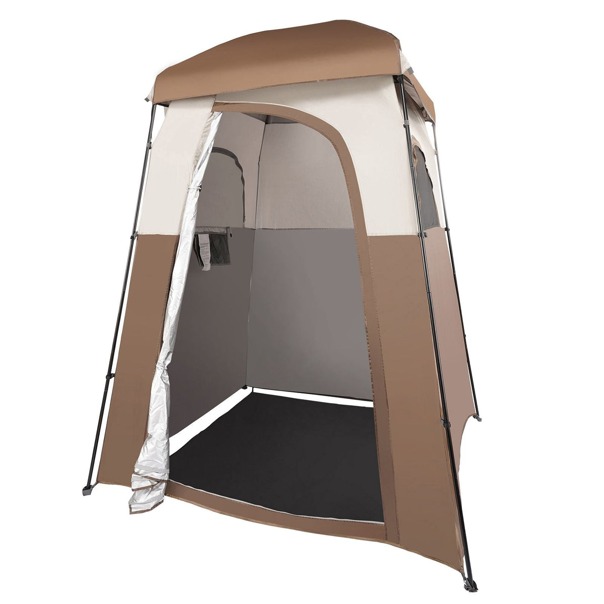 Camping Shower Tent, 66" x 66" x 87" 1 Room Oversize Outdoor Portable Shelter, Privacy Tent with Detachable Top, Pockets, Hanging Rope and Clothesline, for Dressing, Changing, Toilet, Bathroom
