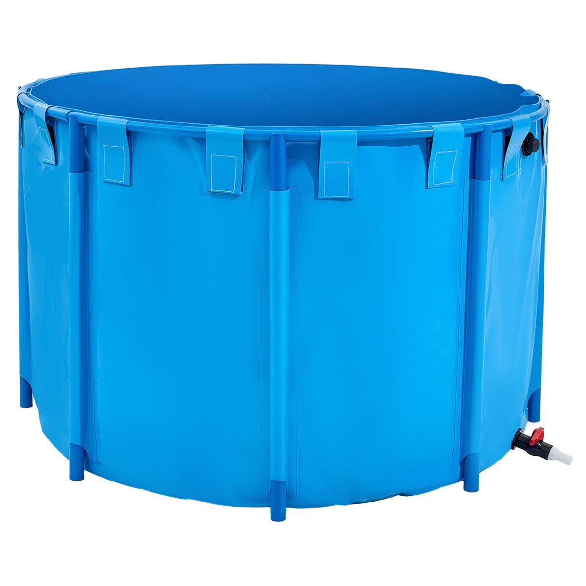 Canvas Fish Pond, 448.8 Gal Capacity Above Ground Fish Pond, Foldable PVC Koi Tank, Round Goldfish Tank with Stable Frame and Drain Valve, for Aquaculture, Koi Breeding, and Irrigation (Blue)
