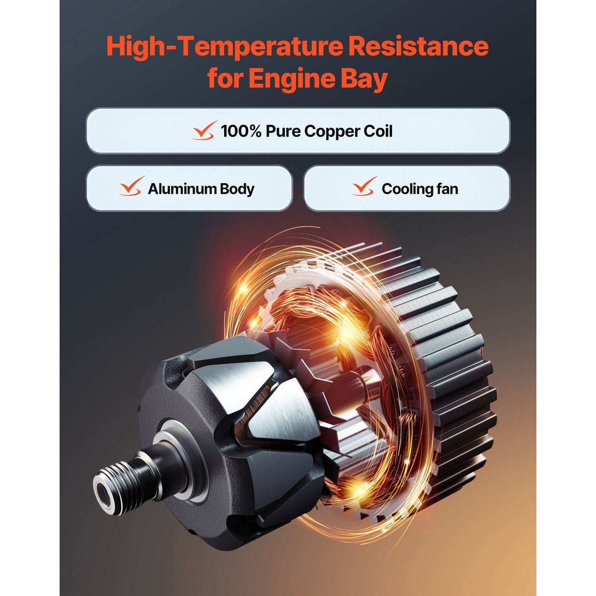 Car Alternator 11999, Compatible with Honda Accord L4 2.4L 2013-2017, Automotive Replacement Alternator with Aluminum Housing and Pure Copper Round Coil, 31100-5A2-A02, AHGA88, 14489, A5TL0581ZC