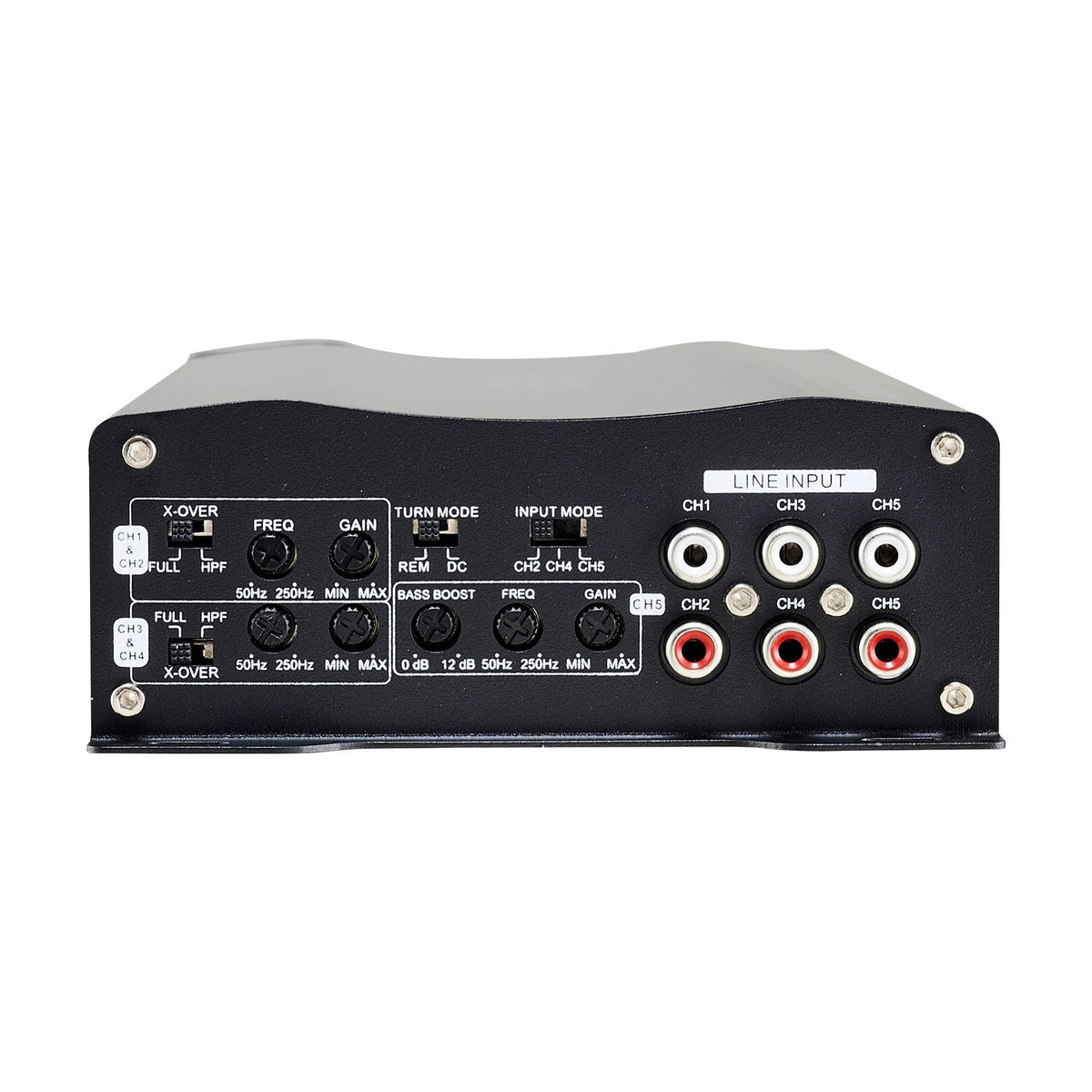 Car Audio Amplifier, 5-Channel Bridgeable Car Amplifier, Multichannel Class D Stereo Amp, Max. 4 x 100W at 4 Ohms / 4 x 200W at 2 Ohms + 1 x 1000W at 2 Ohms / 1 x 500W at 4 Ohms, for Vehicles