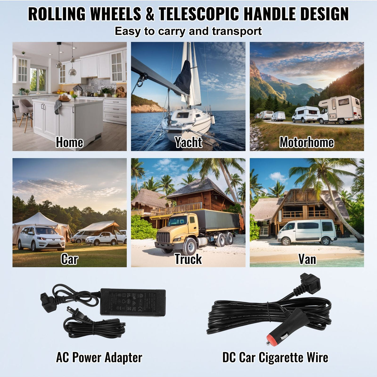 Car Refrigerator, 12 Volt Car Refrigerator Fridge, 40 L Single Zone Portable Freezer with Wheels and Handle, -4-68 F, 12/24V DC and 100-240V AC Compressor Cooler for Outdoor, Camping