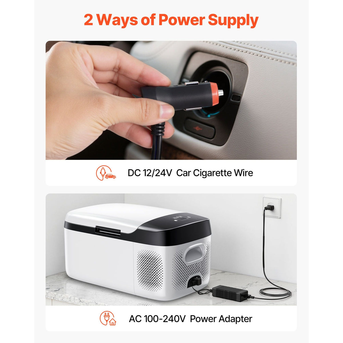 Car Refrigerator, DC 12/24V AC100-240V Compressor Electric Cooler, -4°F to 68°F Car Fridge with APP Control, 16 QT Cars Freezer for RVs, Campsites, Boats, Camping, Fishing, 60W Portable Freezer