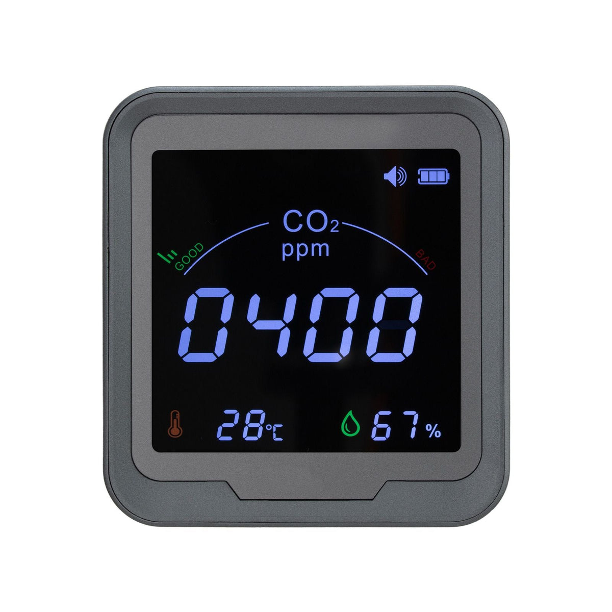 Carbon Dioxide Monitor, CO2 Controller with Temperature and Humidity Display, NDIR Sensor, Carbon Dioxide Detector for Bedside, Home, Office, Car, Lightweight & Portable