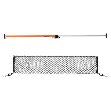 Cargo Bar, Ratcheting Cargo Bar Adjustable from 40" to 73", Heavy-duty Steel Cargos Stabilizer with Storage Net & Non-Slip Foot Pads, Telescoping Load Lock Bars Stop Sliding for SUVs, Sedans