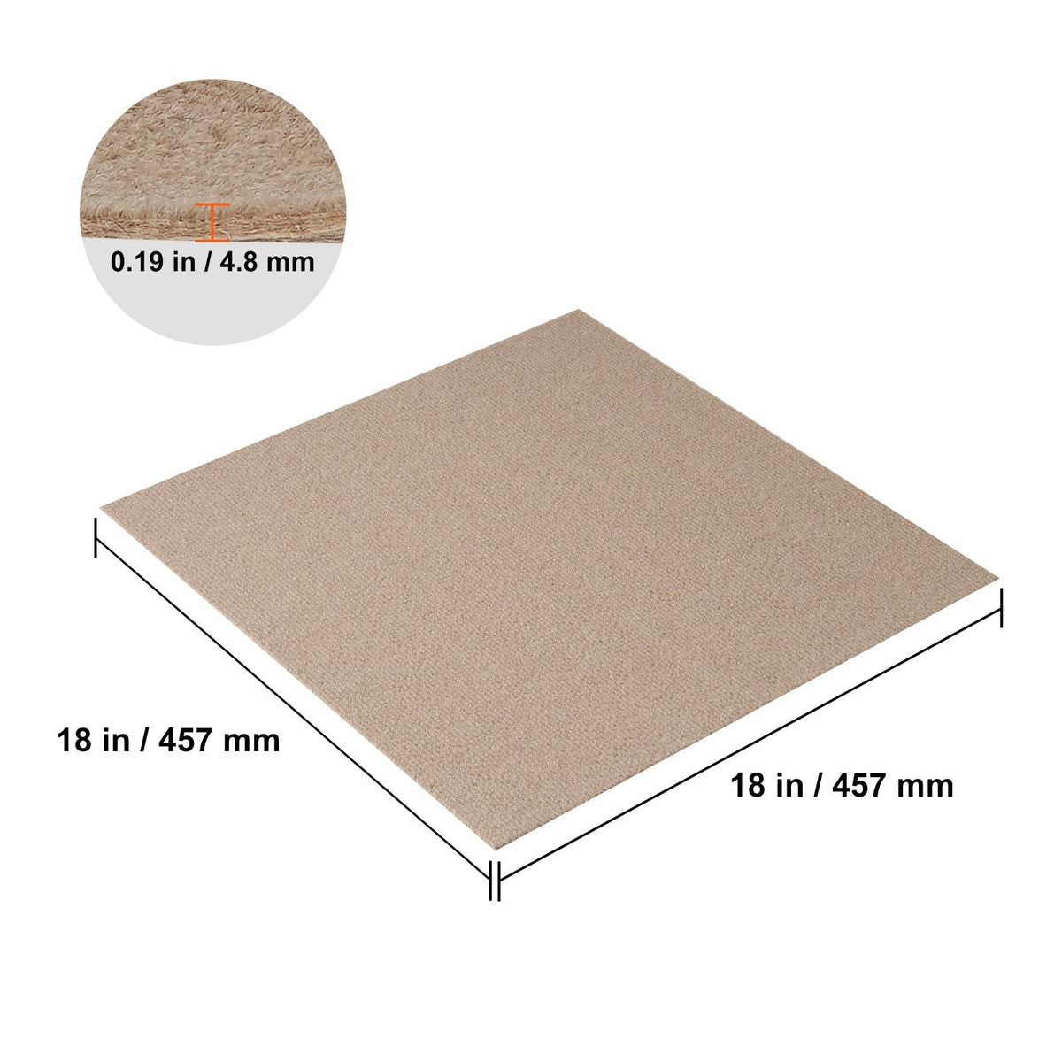 Carpet Tiles Peel and Stick, 18' x 18' Squares Self Adhesive Carpet Floor Tile, Soft Padded Carpet Tiles, Easy Install DIY for Bedroom Living Room Indoor Outdoor (10 Tiles, Light Brown)