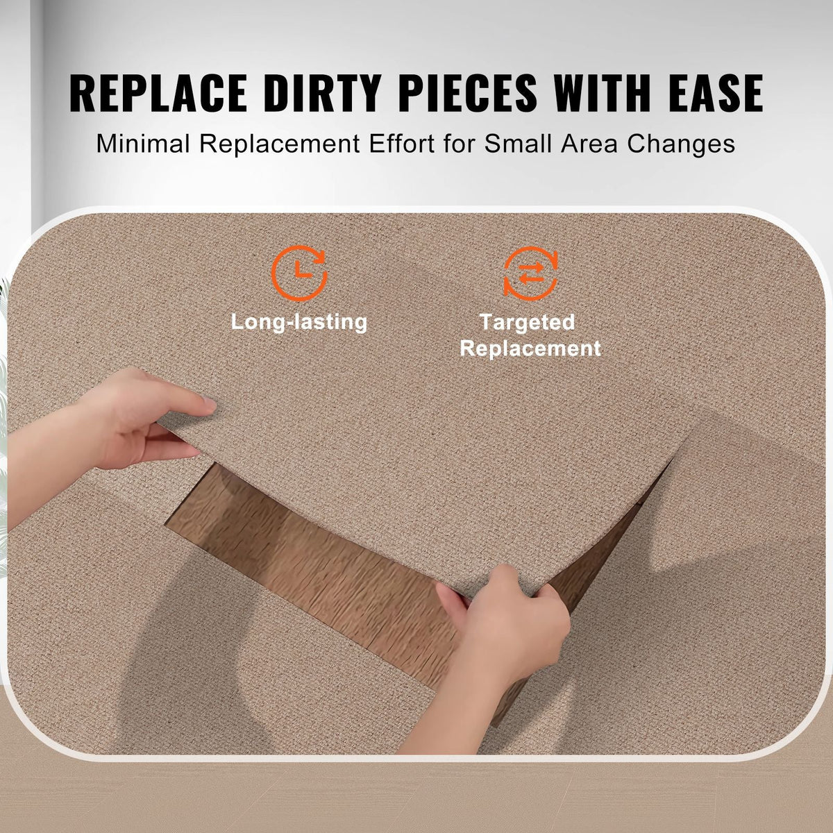Carpet Tiles Peel and Stick, 18' x 18' Squares Self Adhesive Carpet Floor Tile, Soft Padded Carpet Tiles, Easy Install DIY for Bedroom Living Room Indoor Outdoor (10 Tiles, Light Brown)