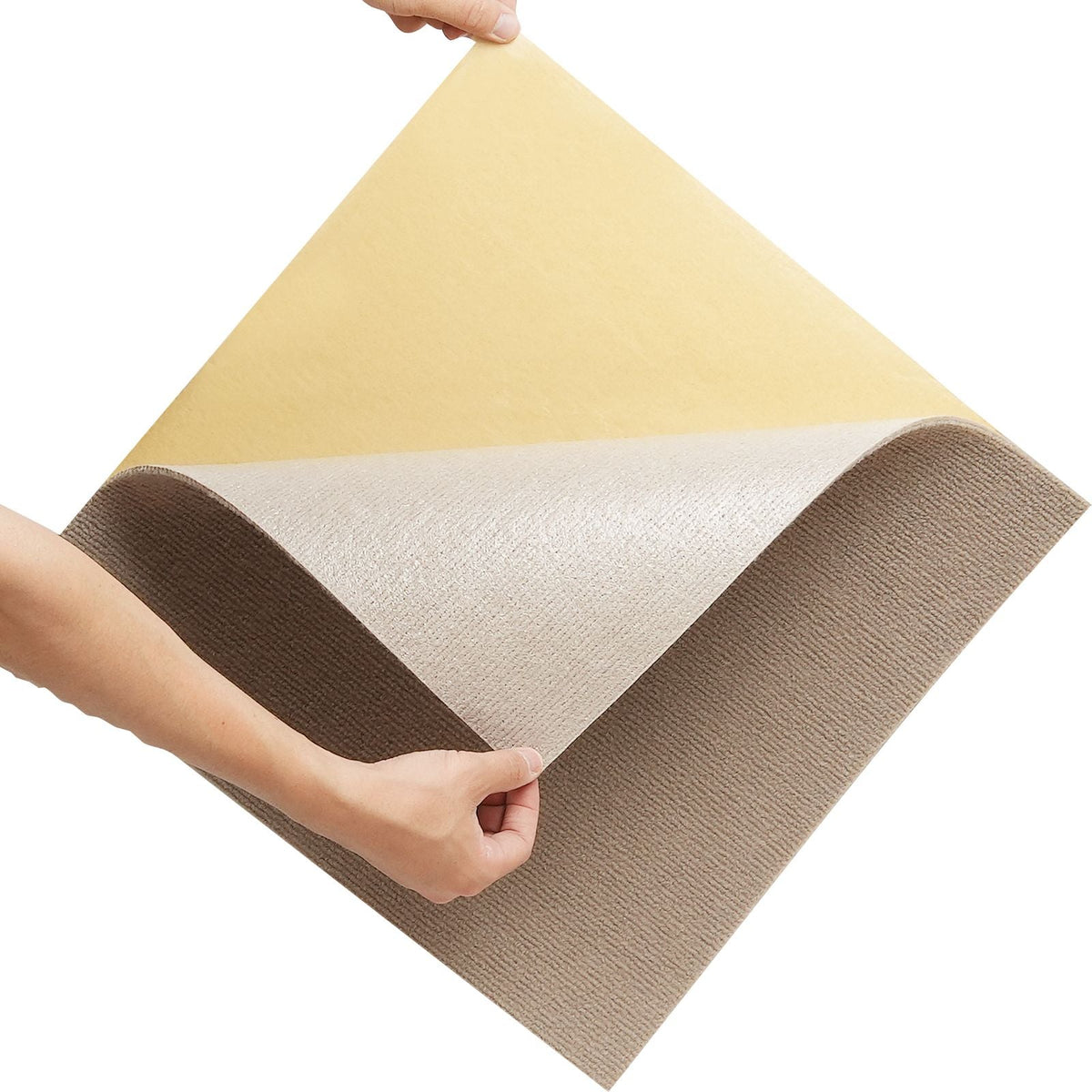 Carpet Tiles Peel and Stick, 18' x 18' Squares Self Adhesive Carpet Floor Tile, Soft Padded Carpet Tiles, Easy Install DIY for Bedroom Living Room Indoor Outdoor (10 Tiles, Light Brown)