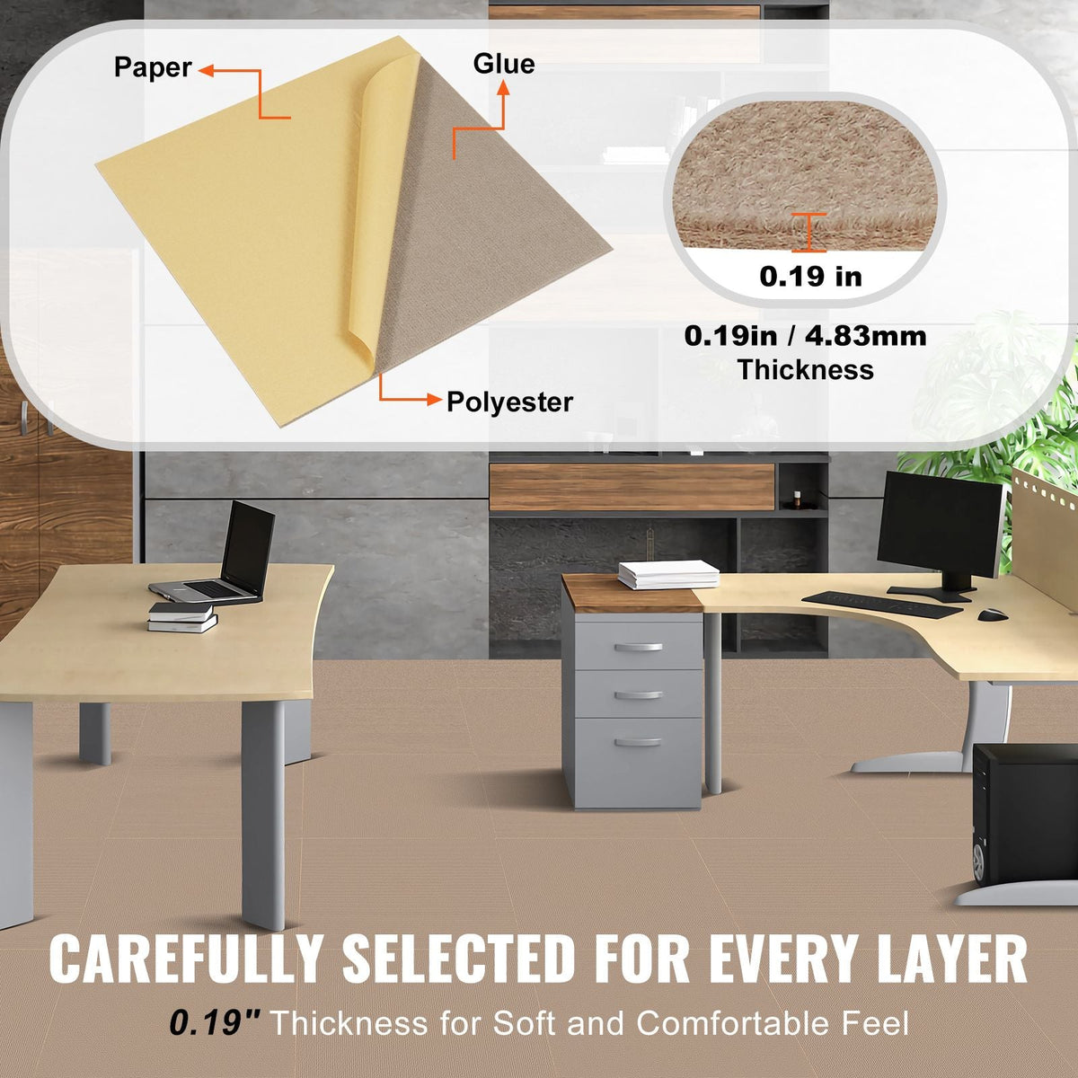 Carpet Tiles Peel and Stick, 18' x 18' Squares Self Adhesive Carpet Floor Tile, Soft Padded Carpet Tiles, Easy Install DIY for Bedroom Living Room Indoor Outdoor (10 Tiles, Light Brown)