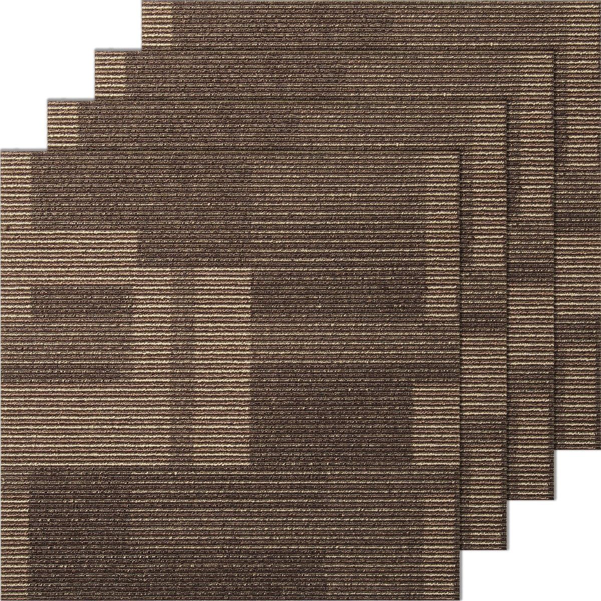 Carpet Tiles Reusable, 24"x 24"Carpet Squares With Padding Attached, Soft Padded Carpet Tiles, Easy Install DIY for Bedroom Living Room (24Tiles, Mixed Brown)