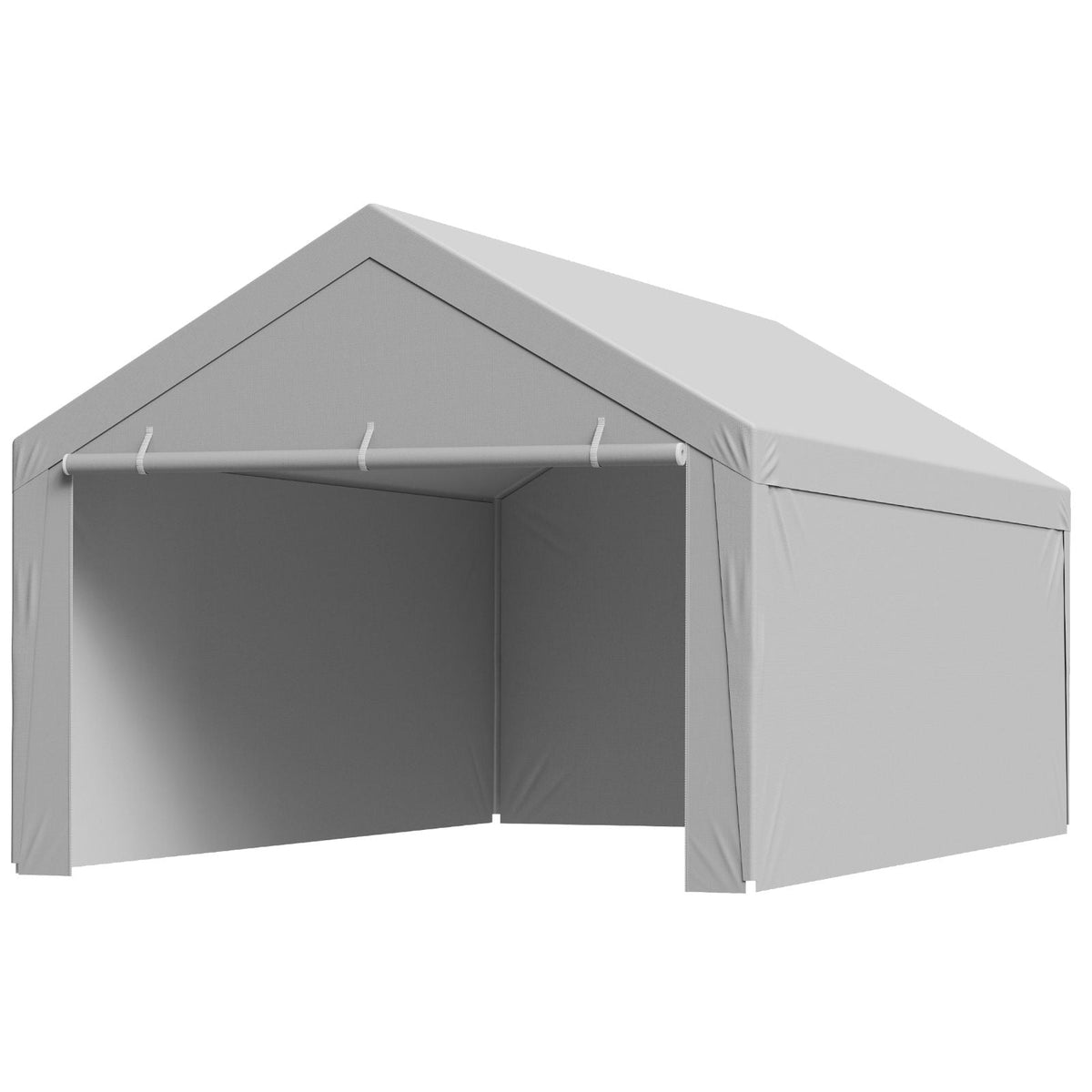 Carport Replacement Canopy, 12 x 20 ft Potable Garage Tent Top Tarp with Sidewalls, UV-Resistant & Waterproof, Heavy Duty Car Shelter Tarp with Ball Buggees, Grey, Frame Not Included
