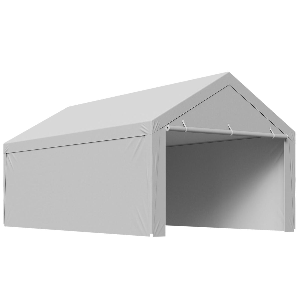 Carport Replacement Canopy, 13 x 20 ft Potable Garage Tent Top Tarp with Sidewalls, UV-Resistant & Waterproof, Heavy Duty Car Shelter Tarp with Ball Buggees, Grey, Frame Not Included