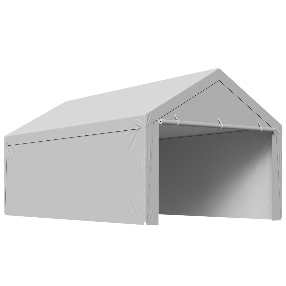 Carport Replacement Canopy, 13 x 20 ft Potable Garage Tent Top Tarp with Sidewalls, UV-Resistant & Waterproof, Heavy Duty Car Shelter Tarp with Ball Buggees, Grey, Frame Not Included