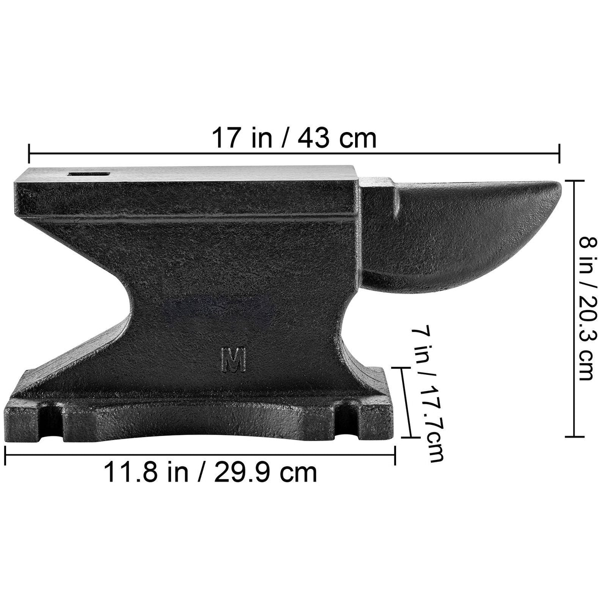 Cast Iron Anvil, 100 Lbs/45kg Single Horn Anvil, with 10.4 x 5 in Countertop and Stable Base, High Hardness Rugged Round Horn Anvil Blacksmith, for Shaping, Bending, Twisting