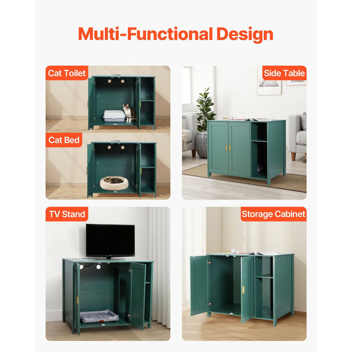 Cat Enclosure, 41.3 in Self Cleaning Litter Box Cabinet, with Drawer & Detachable Divider, Automatic Litterbox Enclosure with Built-in Power Outlet, Fits Most Smart Litterboxes