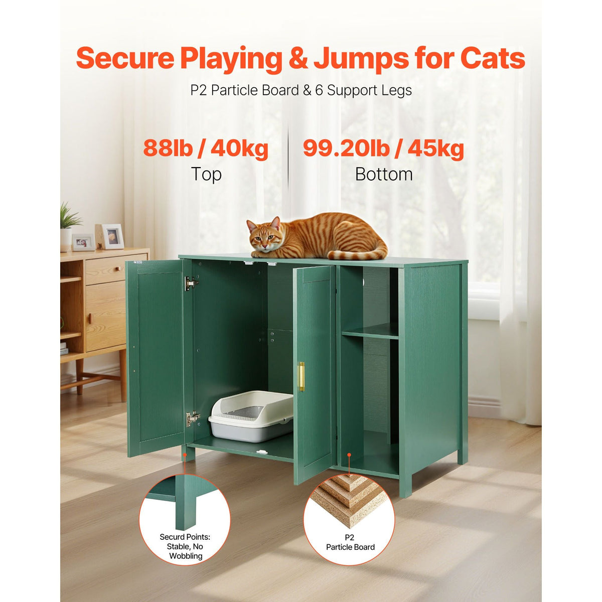 Cat Enclosure, 41.3 in Self Cleaning Litter Box Cabinet, with Drawer & Detachable Divider, Automatic Litterbox Enclosure with Built-in Power Outlet, Fits Most Smart Litterboxes