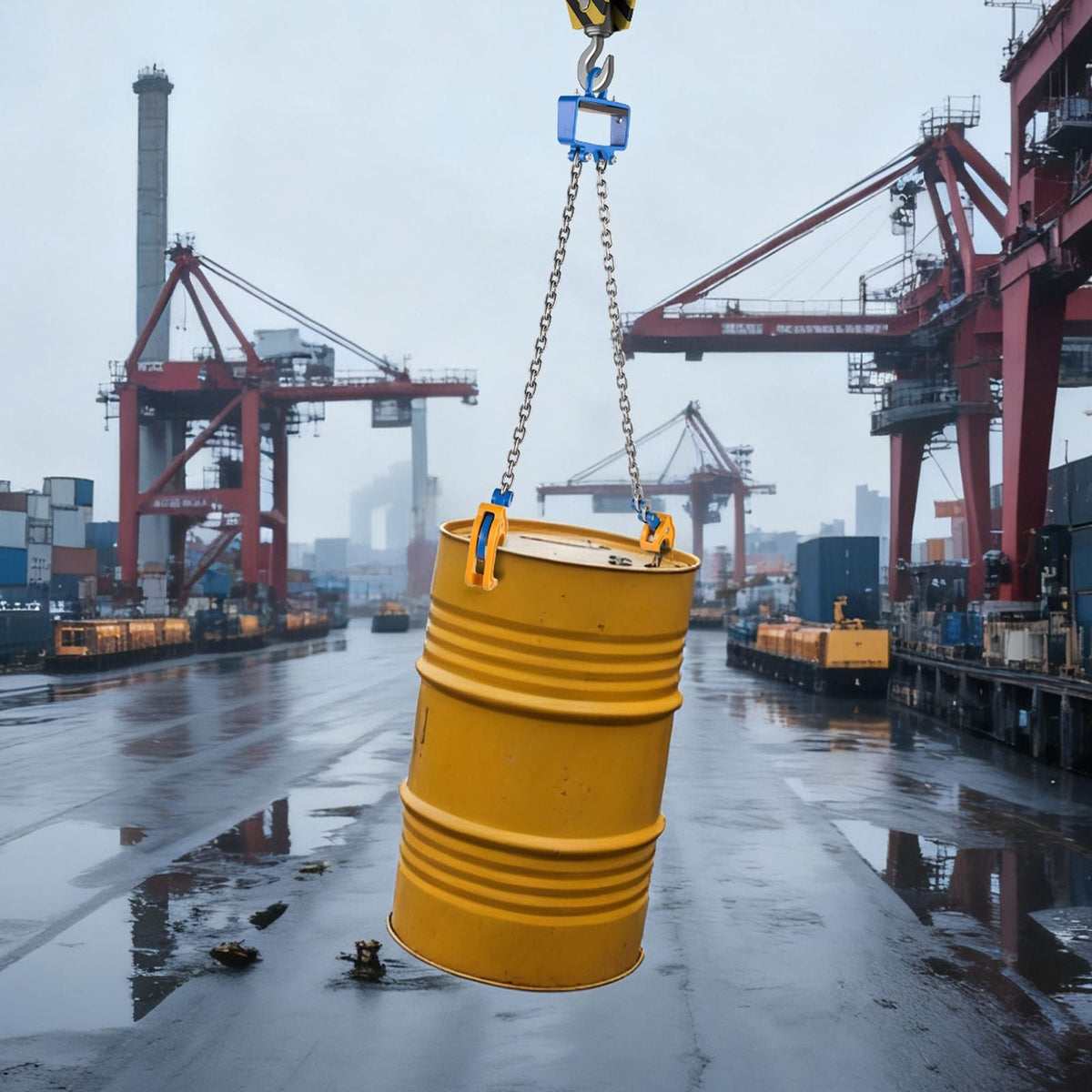 Chain Drum Lifter, G80 Drum Lifting Chain Sling with Security Hook, 2200LBS Capacity, Drums Handling Equipment Fits for Crane Forklift, Carbon Steel Barrel Lifter for Plastic & Metal Drums