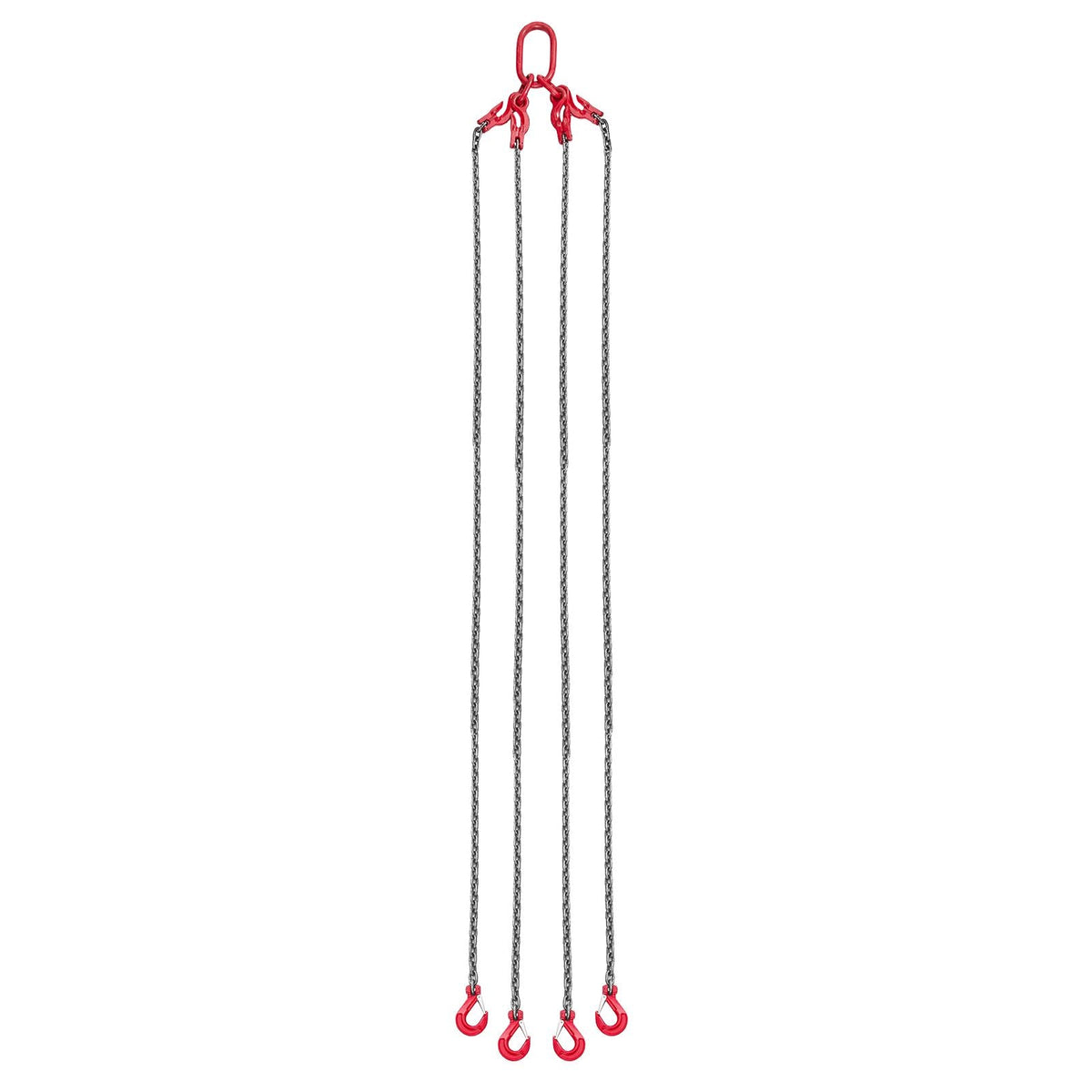 Chain Sling, 3/8 in x 10 ft Lifting Chains with 4 Leg Grab Hooks, Heavy Duty G80 Alloy Steel Lifting Sling, 22900LBS Capacity, Adjustable Engine Chain Hoist Lifts for Cargo Security Towing