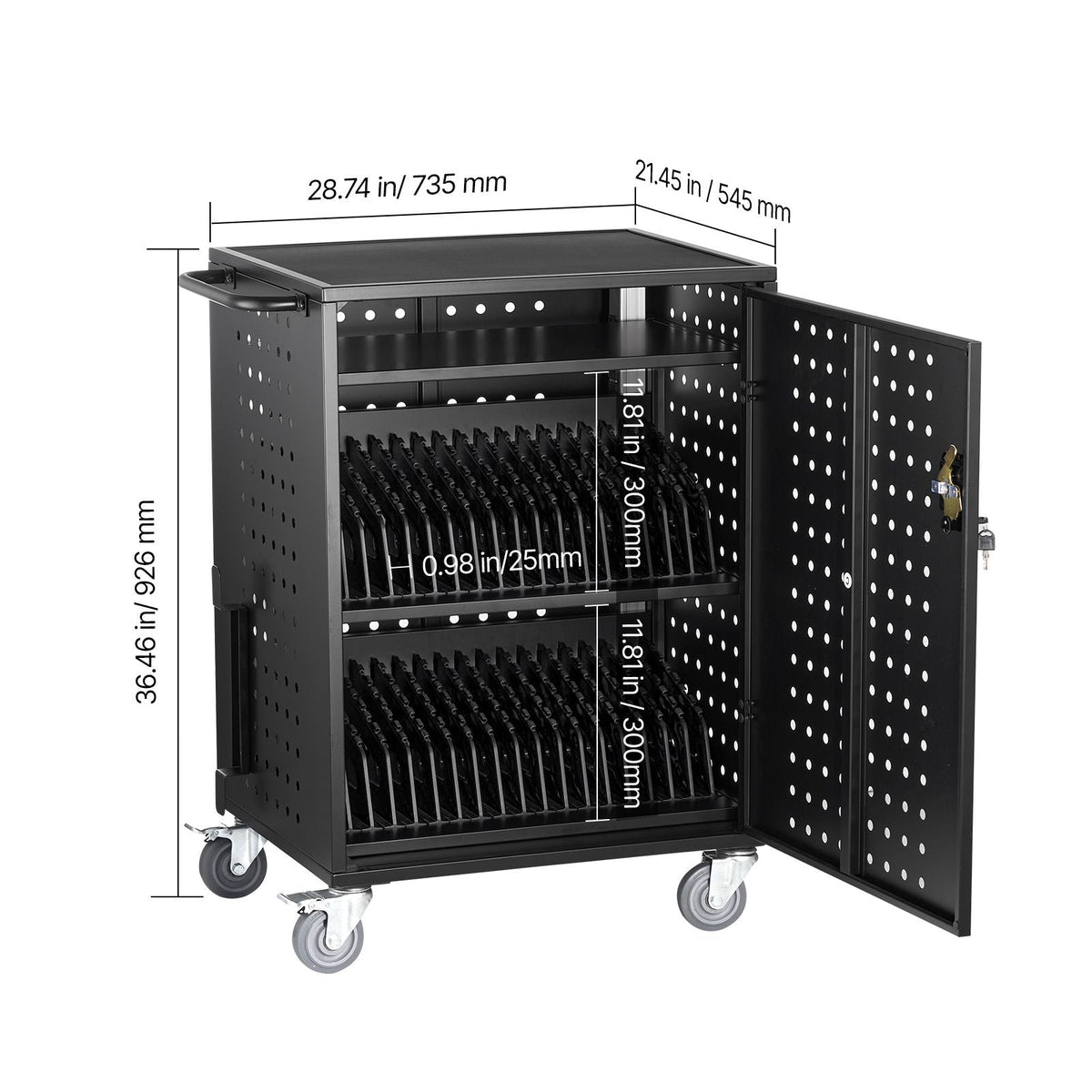 Charging Cart, 36 Device Mobile Charging Station, Up to 15.6 in Screen Size, Office and Classroom Mobile Charging Cart, for Chromebook, Tablet and Laptop