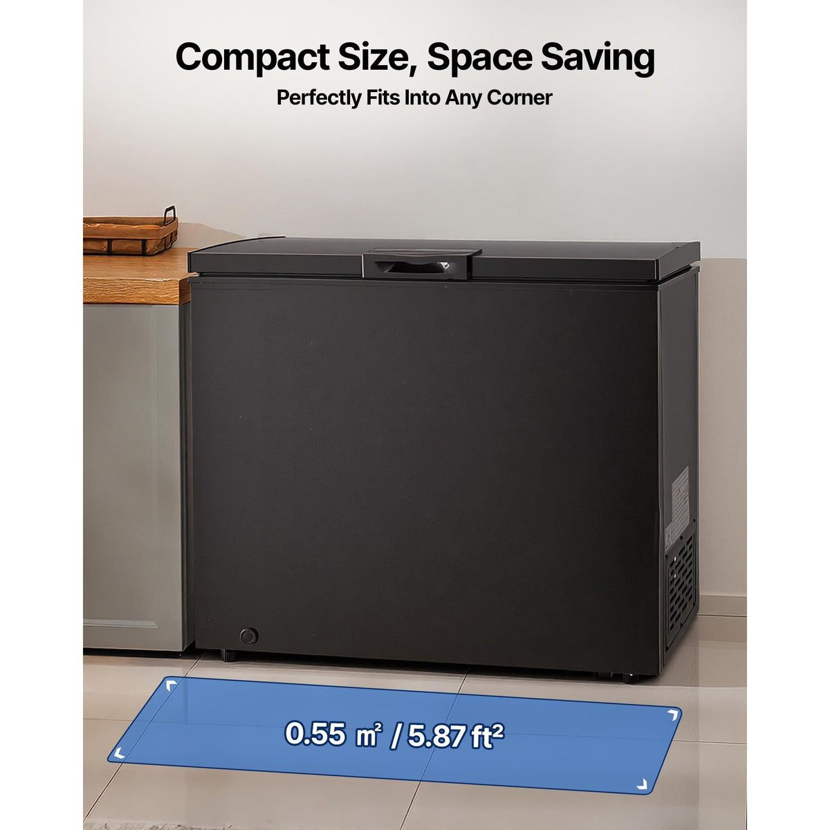 Chest Freezer, 6.7 Cu.ft Compact Deep Freezer, Free Standing Top Open Door Chest Freezers with 2 Removable Baskets & Adjustable Thermostat - Energy Saving, Low Noise & Garage Ready, Black