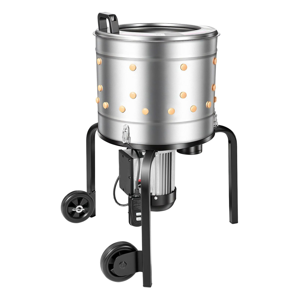 Chicken Plucker Machine, 15.7 in Drum, 550W & 275RPM Electric Chicken Plucking Machine with 114 Soft Fingers & Transport Wheels, Stainless Steel Feather Remover for Processing 1-2 Chicks Once