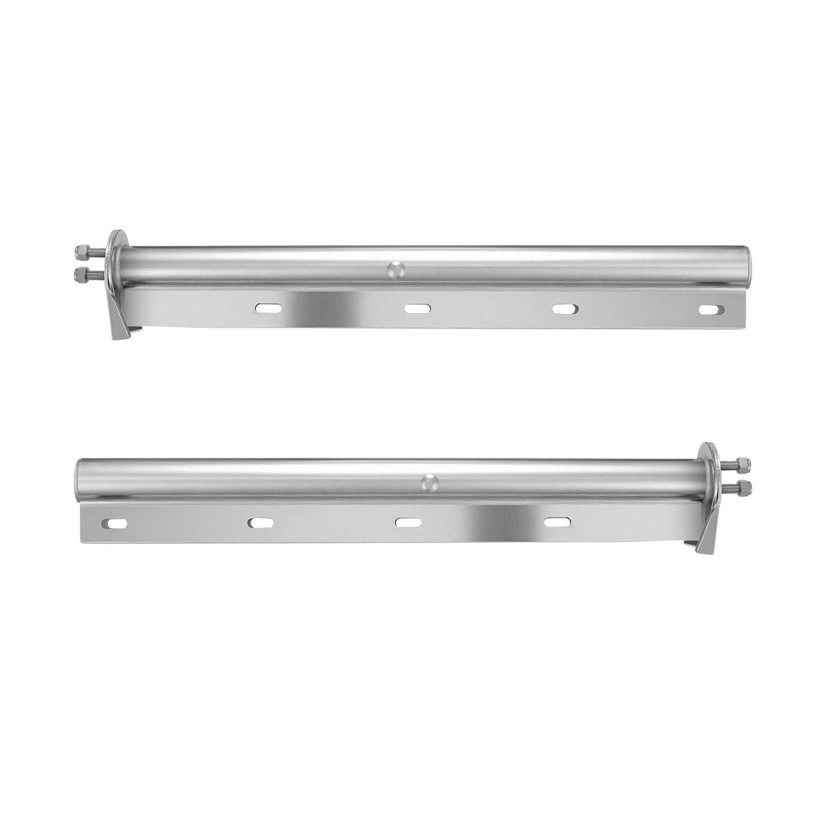 Chrome Straight Spring Loaded Mud Flap Hangers, 1-1/8" Bolt Spacing Mudflap Hangers for Semi Trucks, 1 Pair Heavy Duty Semi Truck Mud Flap Hanger Set with Reflective Strips, Silver