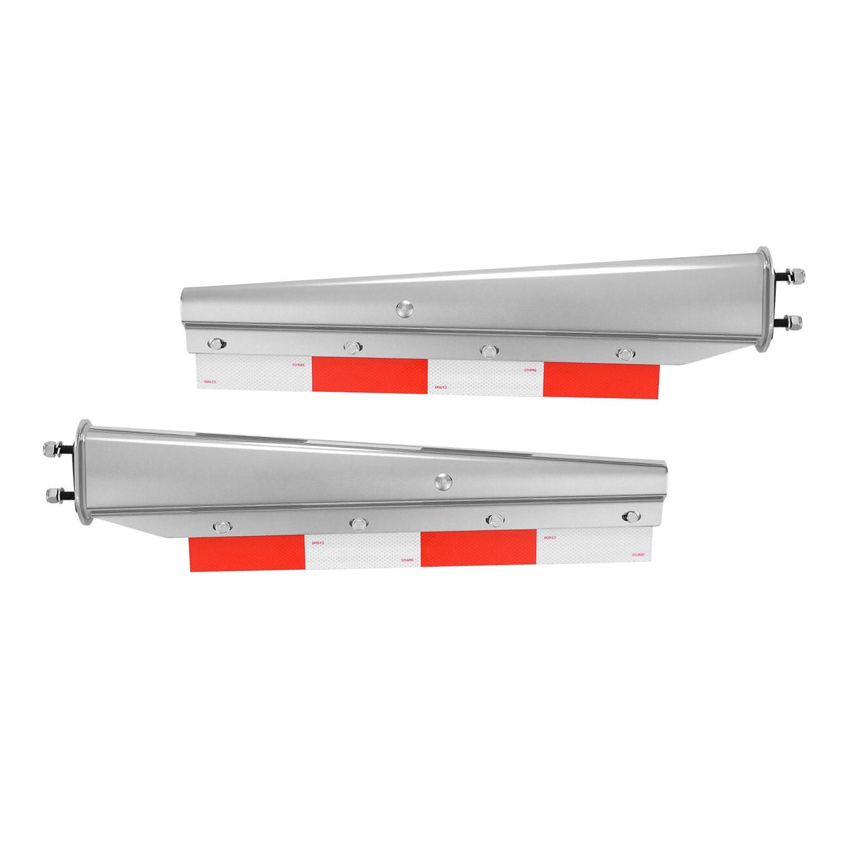 Chrome Straight Spring Loaded Mud Flap Hangers, 2-1/2" Bolt Spacing Mudflap Hangers for Semi Trucks, 1 Pair Heavy Duty Semi Truck Mud Flap Hanger Set with Aluminum Reflective Plates, Silver