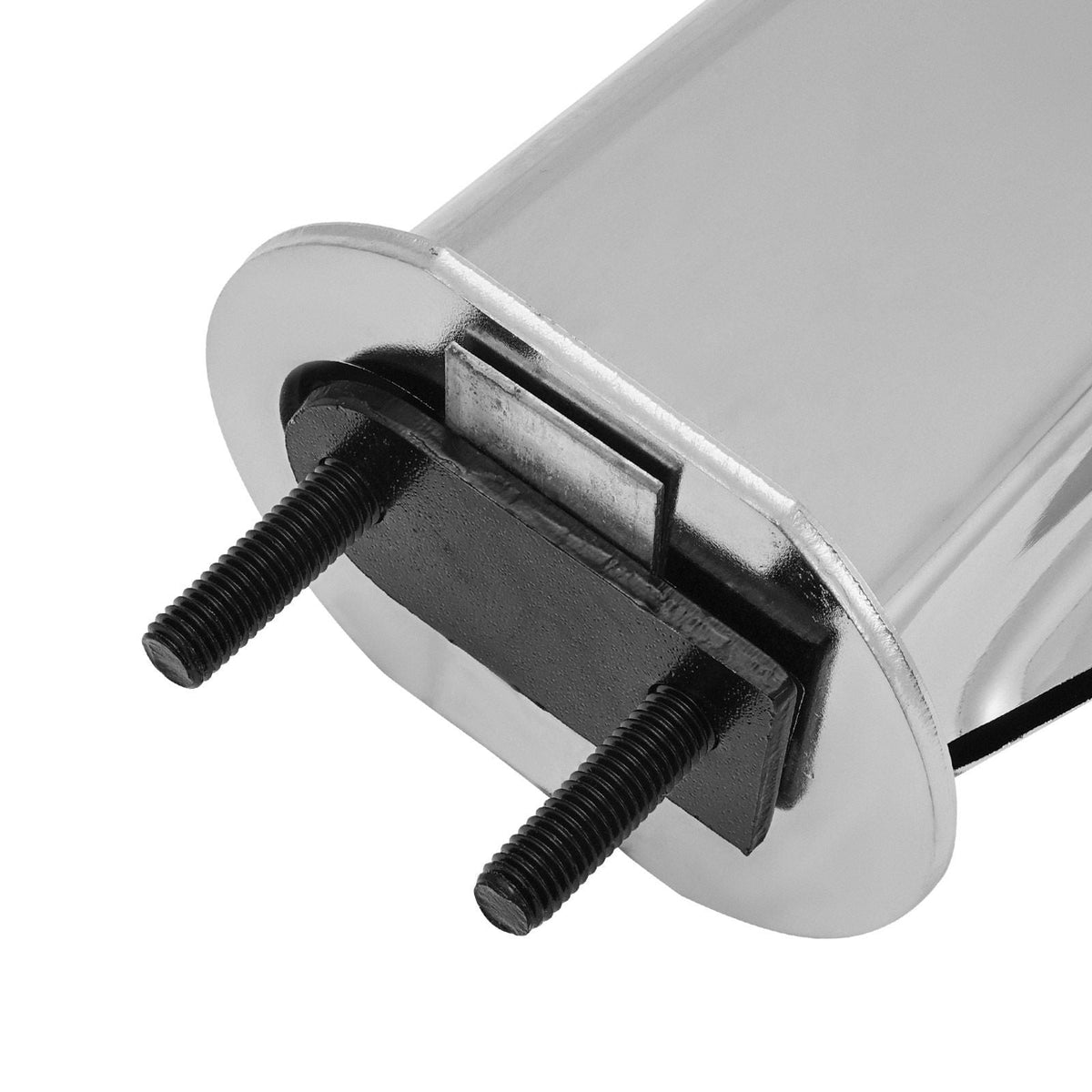 Chrome Straight Spring Loaded Mud Flap Hangers, 2-1/2" Bolt Spacing Mudflap Hangers for Semi Trucks, 1 Pair Heavy Duty Semi Truck Mud Flap Hanger Set with Aluminum Reflective Plates, Silver