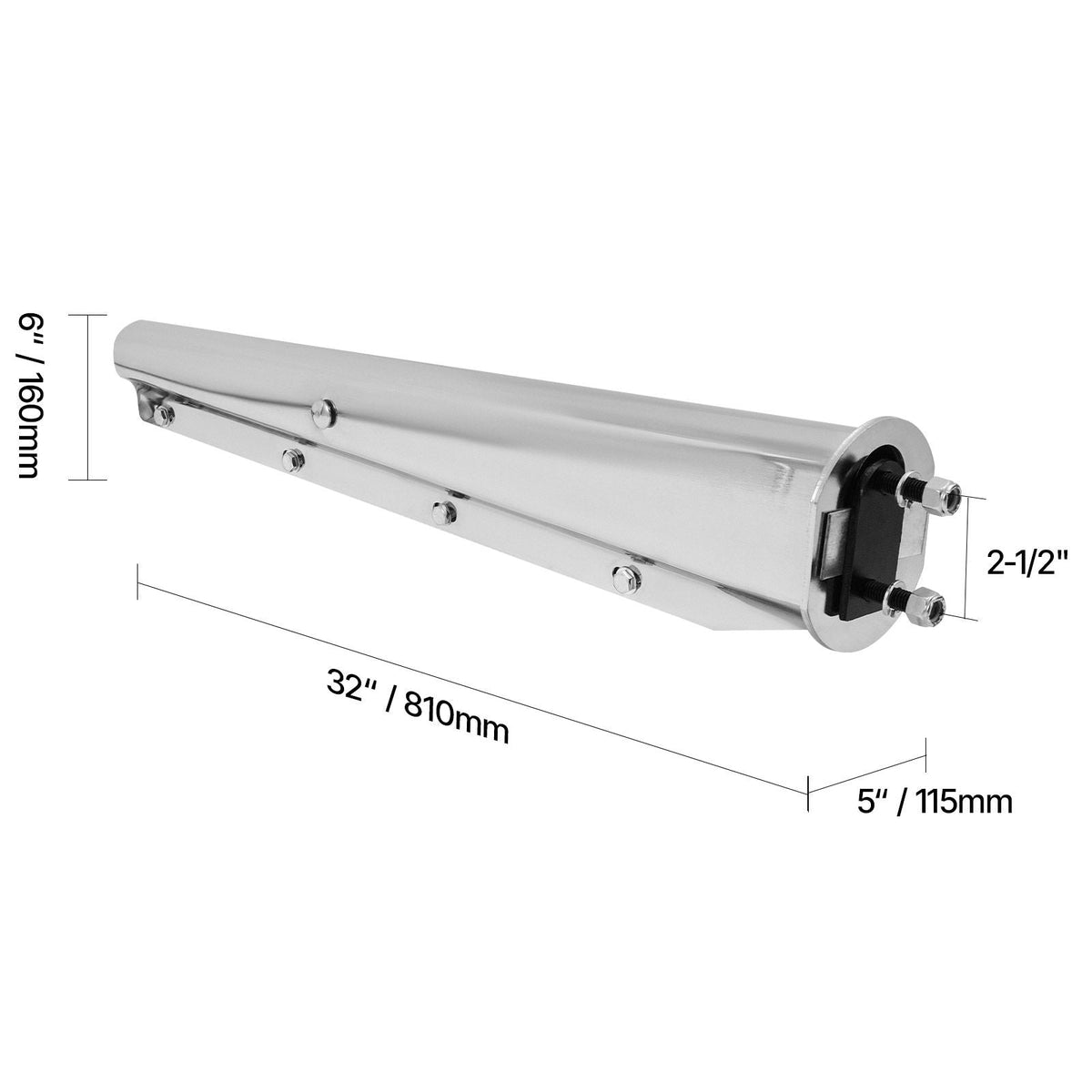 Chrome Straight Spring Loaded Mud Flap Hangers, 2-1/2" Bolt Spacing Mudflap Hangers for Semi Trucks, 1 Pair Heavy Duty Semi Truck Mud Flap Hanger Set with Aluminum Reflective Plates, Silver
