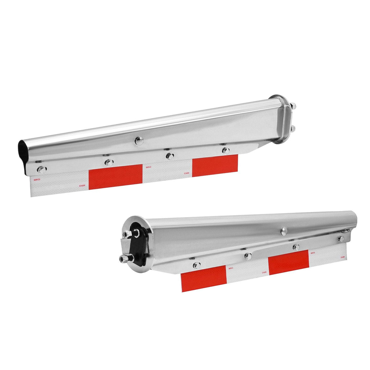 Chrome Straight Spring Loaded Mud Flap Hangers, 2-1/2" Bolt Spacing Mudflap Hangers for Semi Trucks, 1 Pair Heavy Duty Semi Truck Mud Flap Hanger Set with Aluminum Reflective Plates, Silver