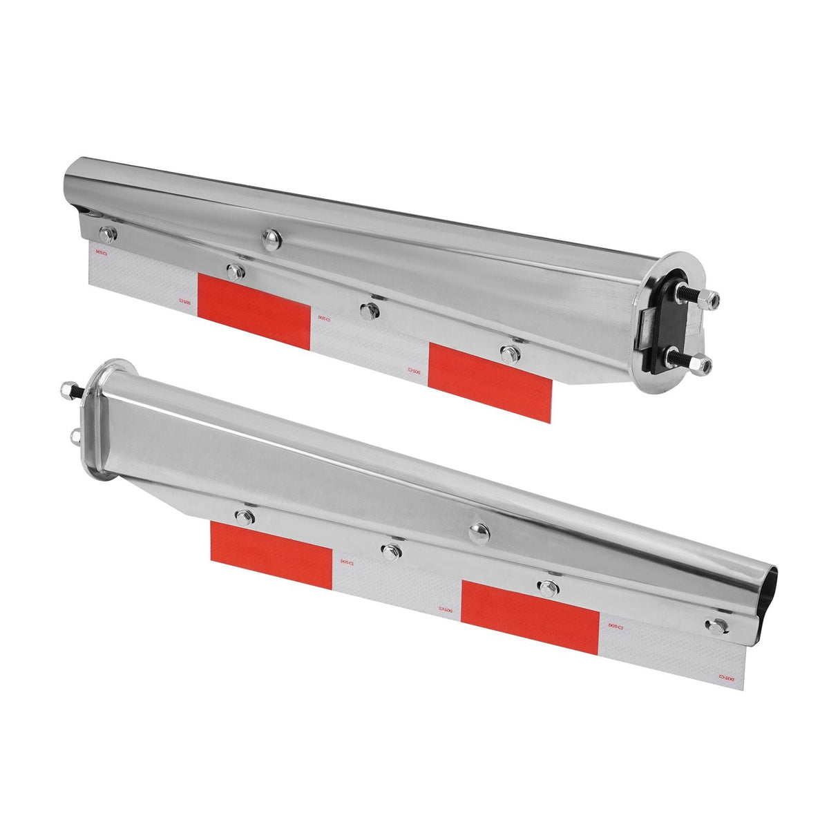 Chrome Straight Spring Loaded Mud Flap Hangers, 2-1/2" Bolt Spacing Mudflap Hangers for Semi Trucks, 1 Pair Heavy Duty Semi Truck Mud Flap Hanger Set with Aluminum Reflective Plates, Silver