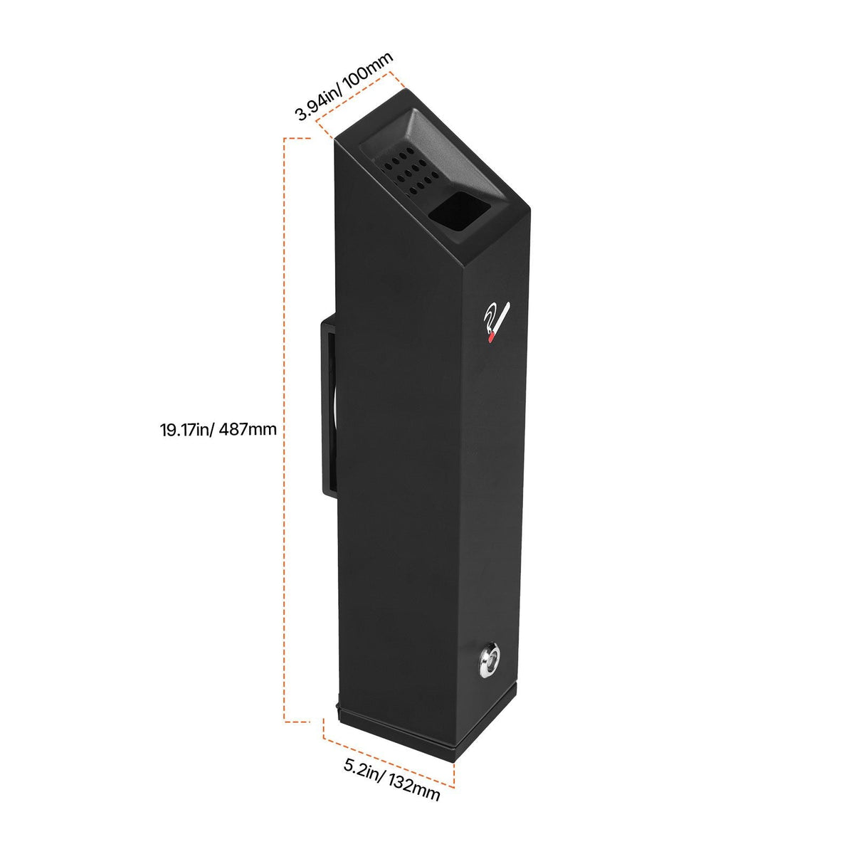 Cigarette Butt Receptacle, Stainless Steel Cuboid Cigarette Butt Container, Wall Mounted and Weatherproof Outdoor Cigarette Butt Disposal for Garden, Office, Restaurant, Hotel, Bar, Black