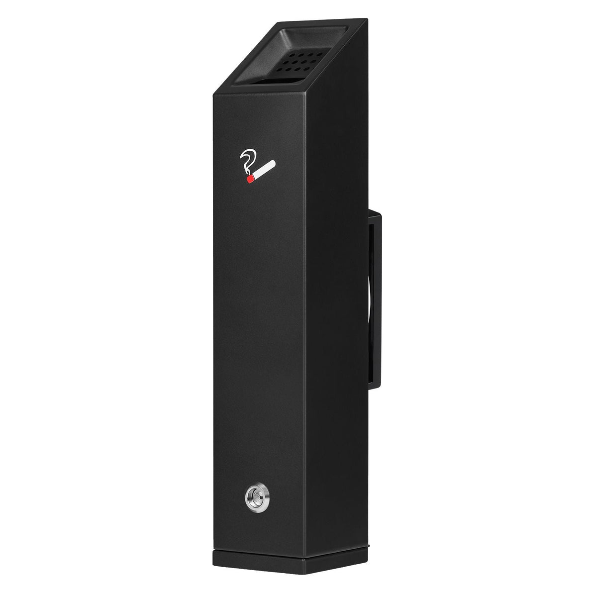 Cigarette Butt Receptacle, Stainless Steel Cuboid Cigarette Butt Container, Wall Mounted and Weatherproof Outdoor Cigarette Butt Disposal for Garden, Office, Restaurant, Hotel, Bar, Black
