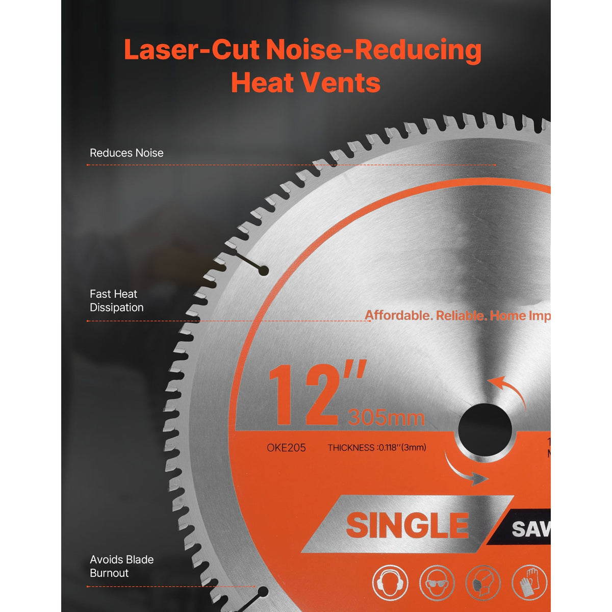 Circular Saw Blade, 12 inch Diameter, 100 Sharp Alloy Teeth, 1 inch Arbor, Fine Finish, Aluminum Cutting Blade for Circular Saw, with Noise-Reducing Heat Vents, for Cutting Steel and Metal